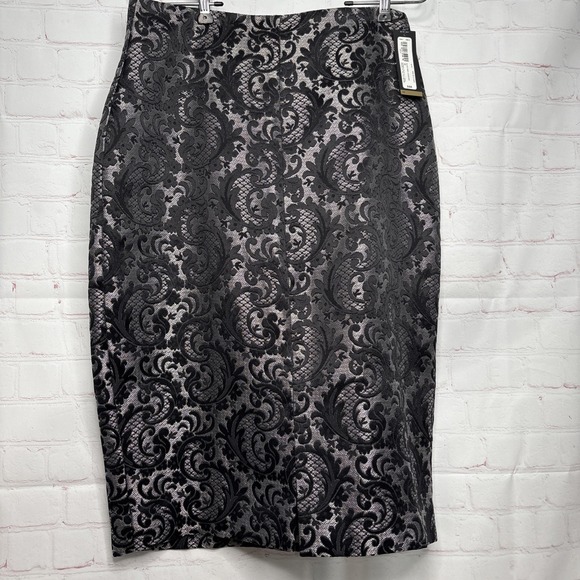 Worthington Dresses & Skirts - Worthington Skirt Size 10 Black Gray Jacquard‎ Pencil Skirt Stretch Waist NWT